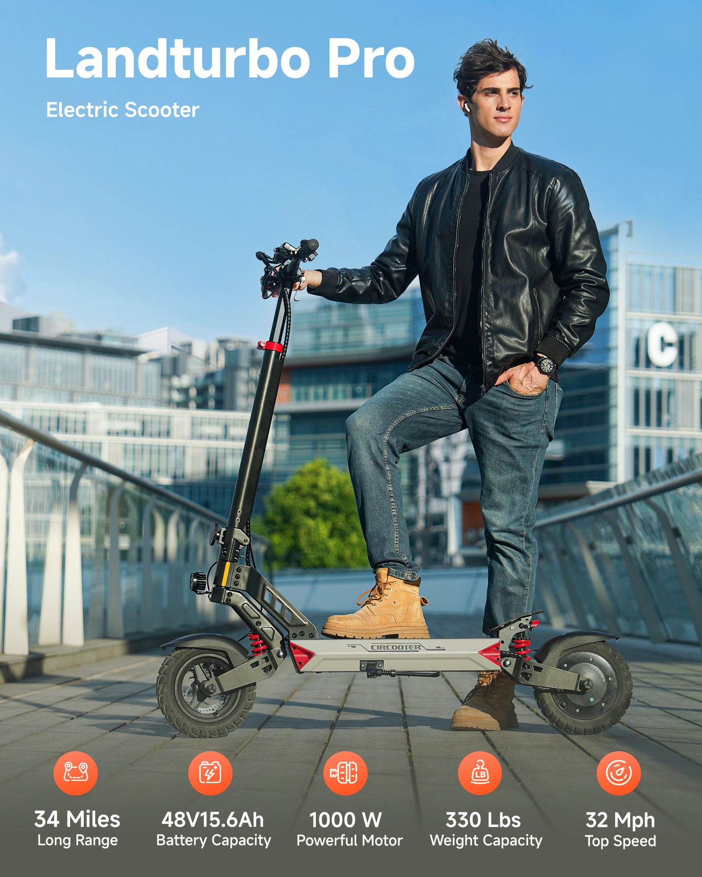 Circooter Landturbo Pro (48V) 1250w Multi-Purpose Electric Scooter