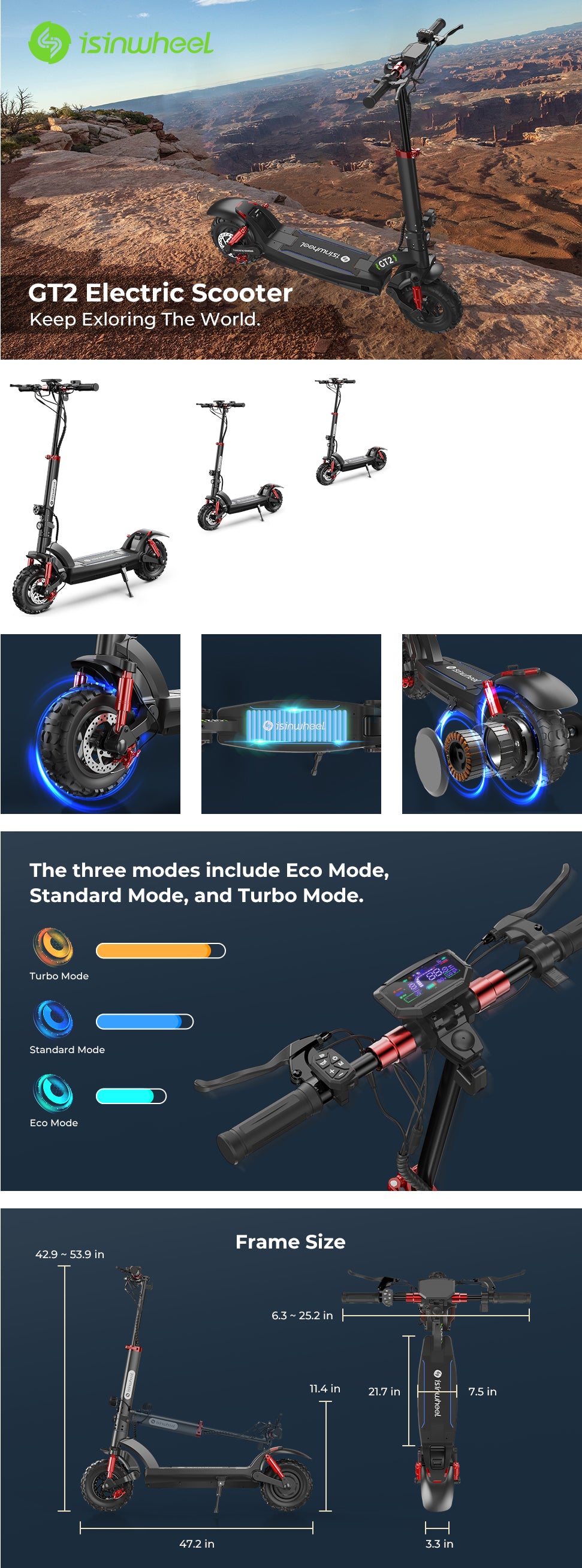 isinwheel GT2 (48V) 1000w Off Road Electric Scooter