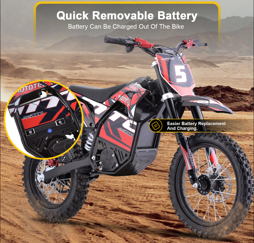 MotoTec Pro 40MPH (60V) 2000w Lithium Electric Dirt Bike