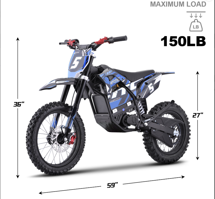 MotoTec Pro 40MPH (60V) 2000w Lithium Electric Dirt Bike