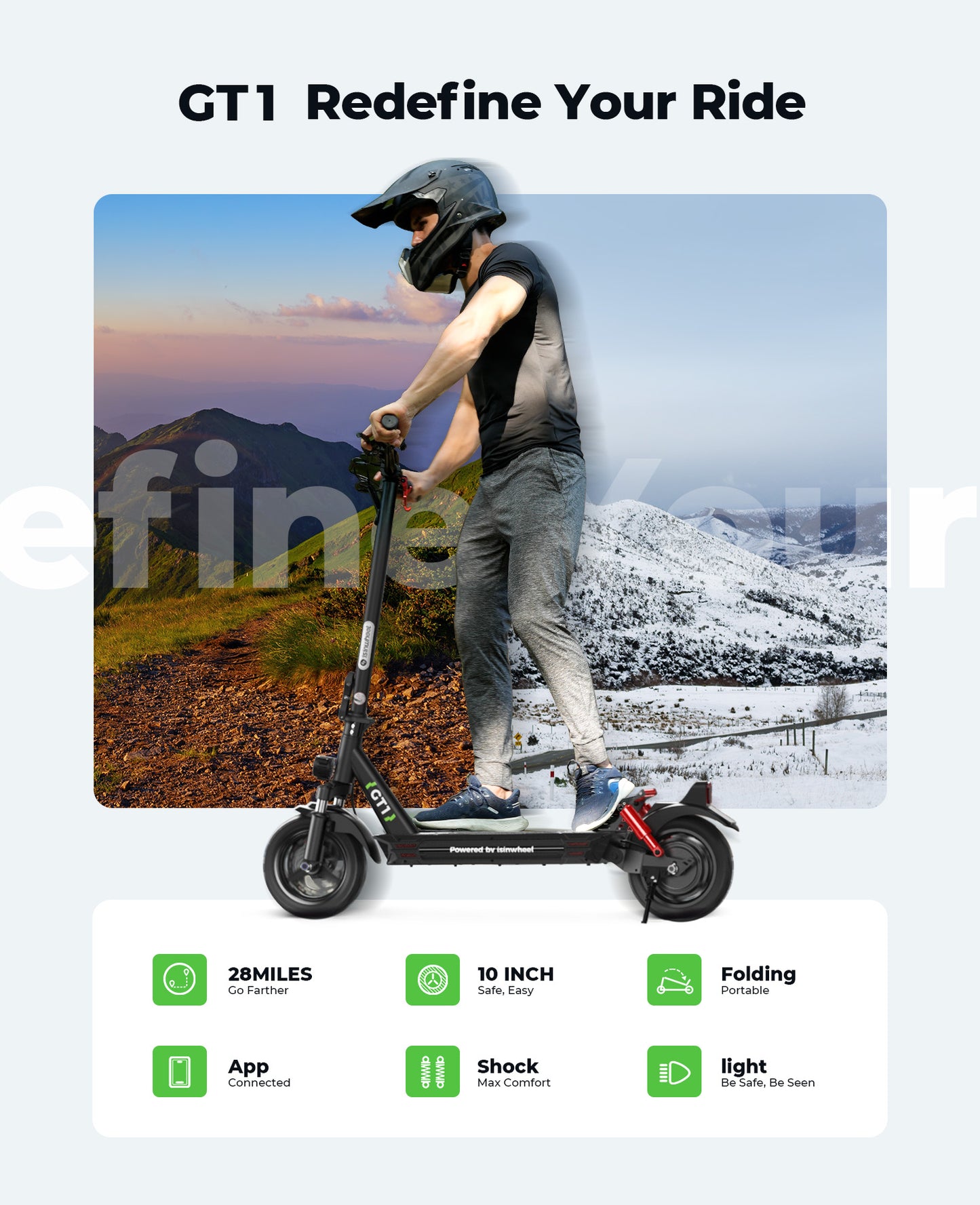isinwheel GT1 (48V) 800w Off Road Electric Scooter
