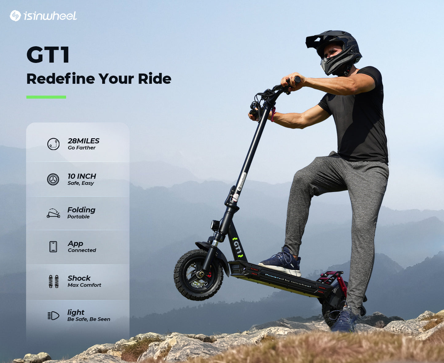 isinwheel GT1 (48V) 800w Off Road Electric Scooter
