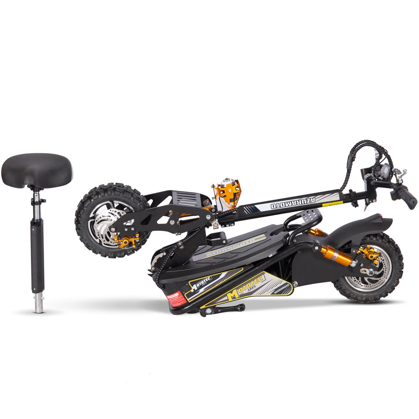 MotoTec Ares (48V) 1600w Black Multi-Purpose Electric Scooter