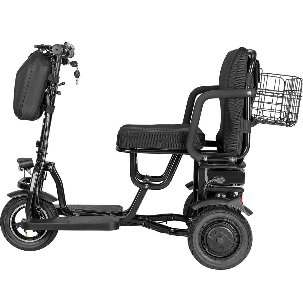 MotoTec Folding Mobility Electric Trike (48v) 700w Dual Motor Lithium Black