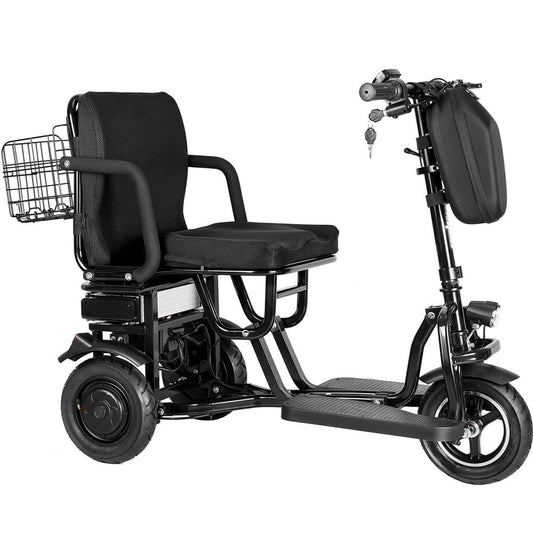 MotoTec Folding Mobility Electric Trike (48v) 700w Dual Motor Lithium Black