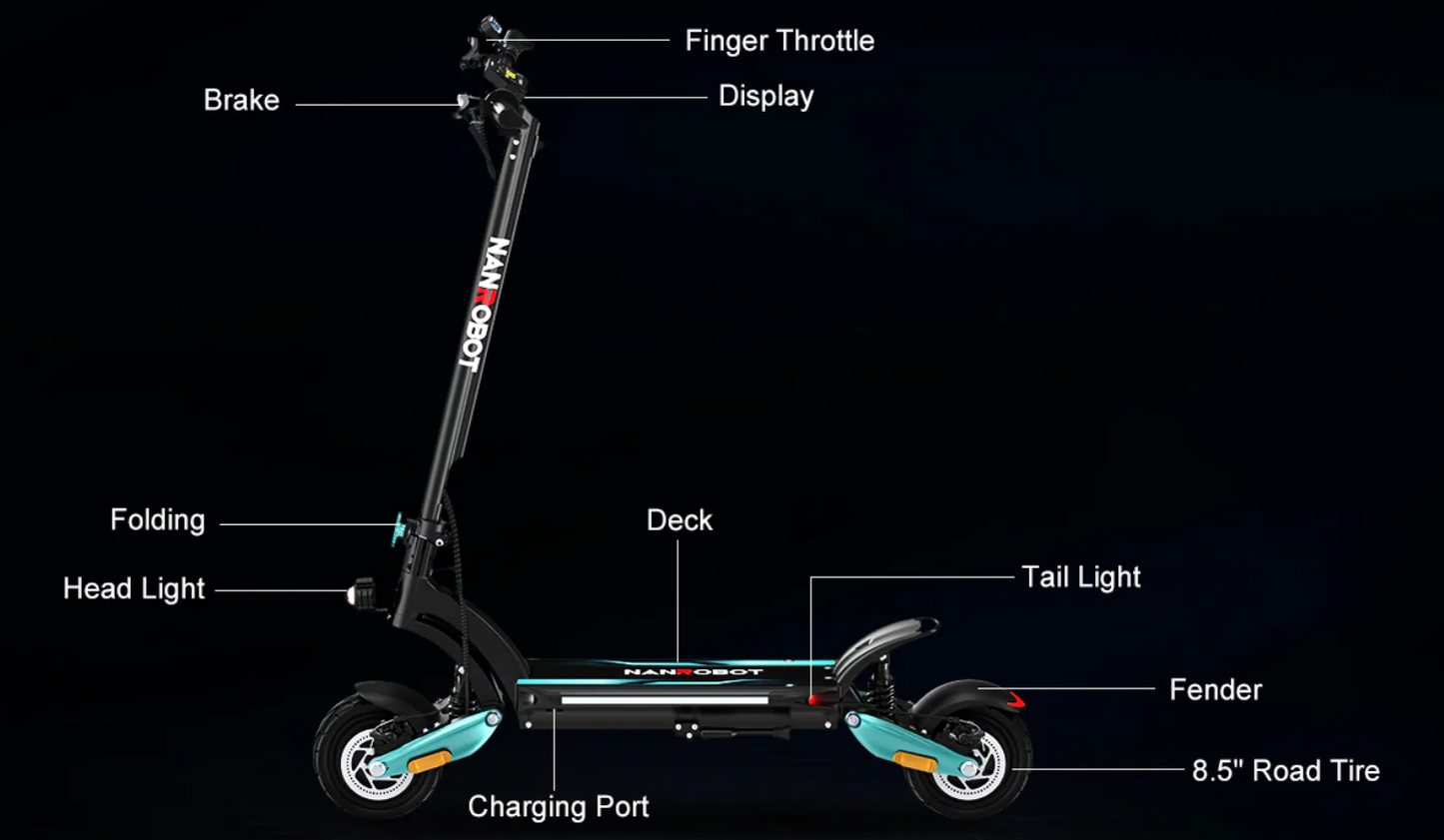 NANROBOT Lightning Pro (48V) 1600w Multi-Purpose Electric Scooter