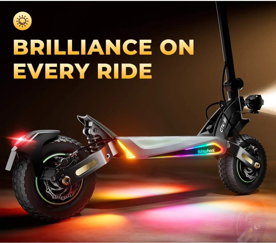 isinwheel GT4 45 MPH Dual Motor Off Road Electric Scooter | 2400W | 50 Mile Long Range | Folding E-Scooter