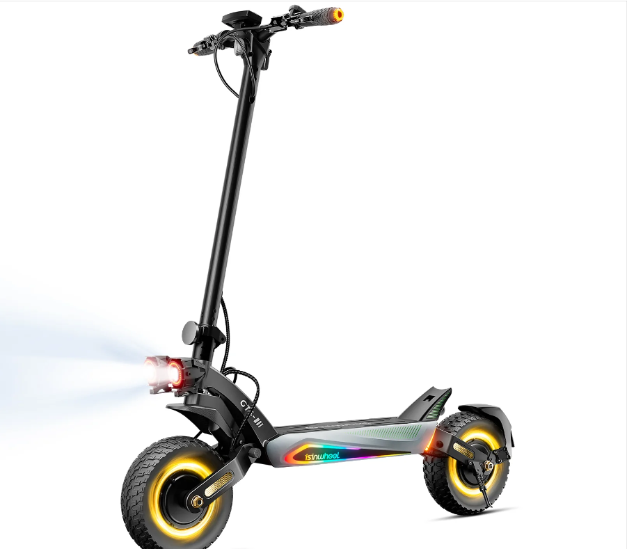 isinwheel GT4 45 MPH Dual Motor Off Road Electric Scooter | 2400W | 50 Mile Long Range | Folding E-Scooter