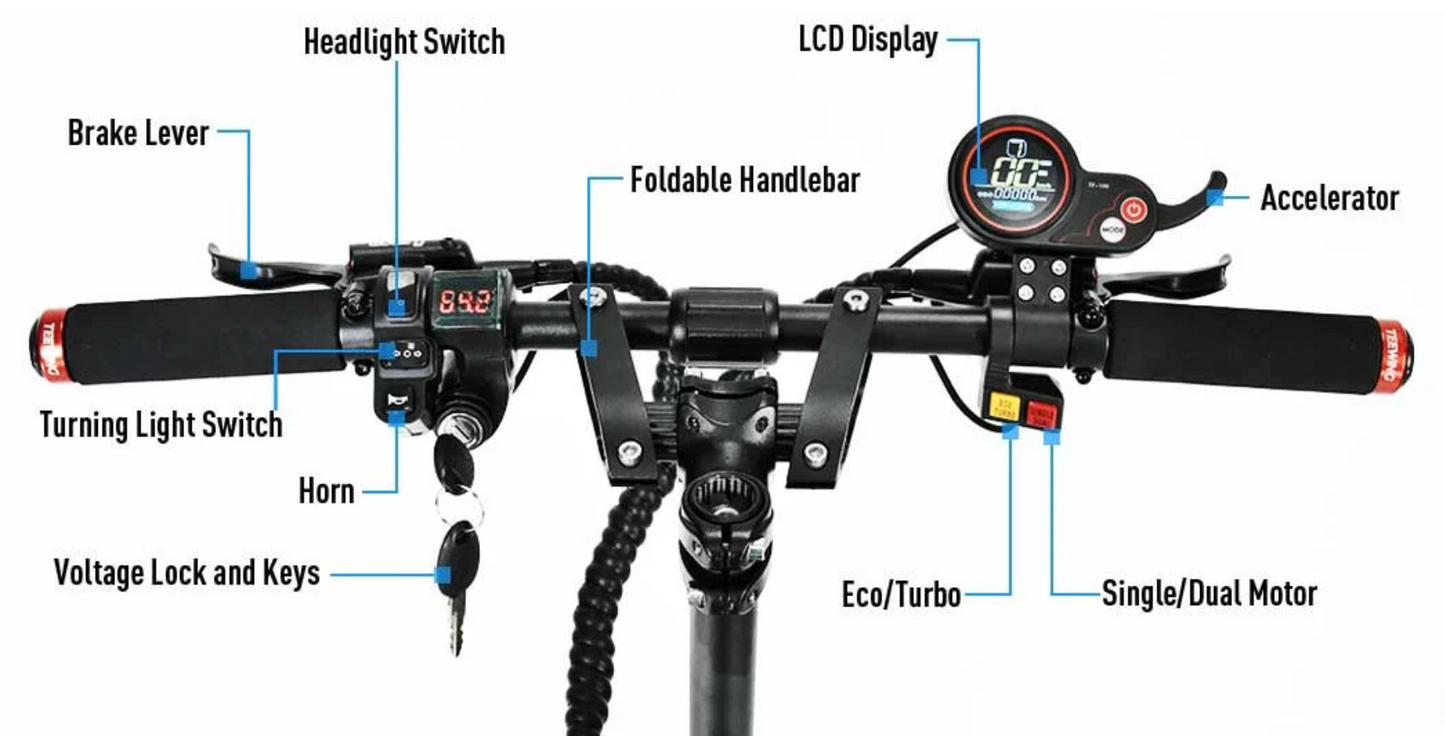 Teewing X5 55 MPH Dual Motor All-Terrain Electric Scooter | 6000W | 75 Mile Long Range | Folding Adult E-Scooter