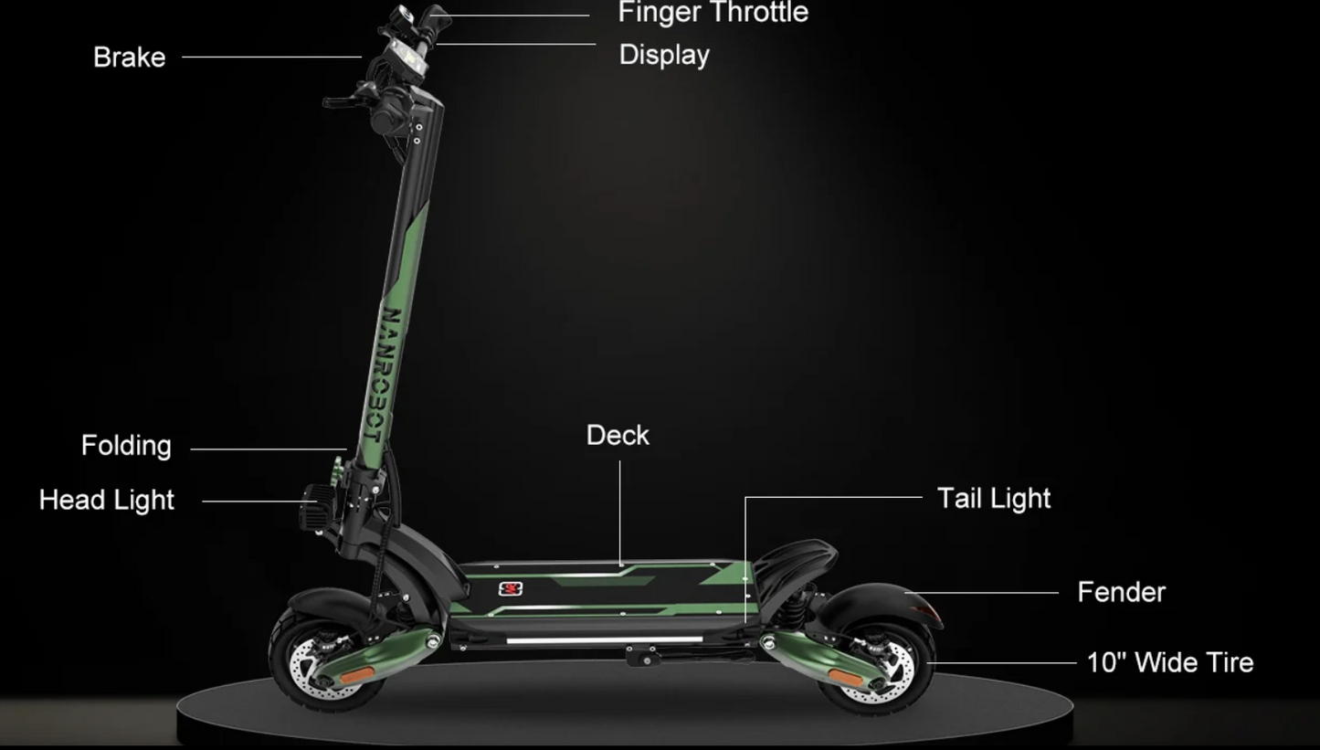 NANROBOT D6+ Max 45 MPH Dual Motor All-Terrain Electric Scooter | 3000W | 75 Mile Long Range Folding E-Scooter