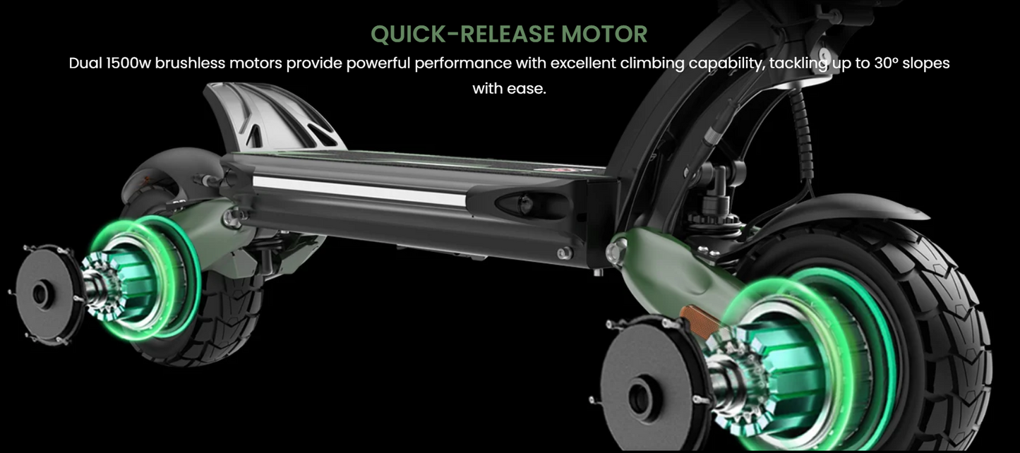 NANROBOT D6+ Max 45 MPH Dual Motor All-Terrain Electric Scooter | 3000W | 75 Mile Long Range Folding E-Scooter