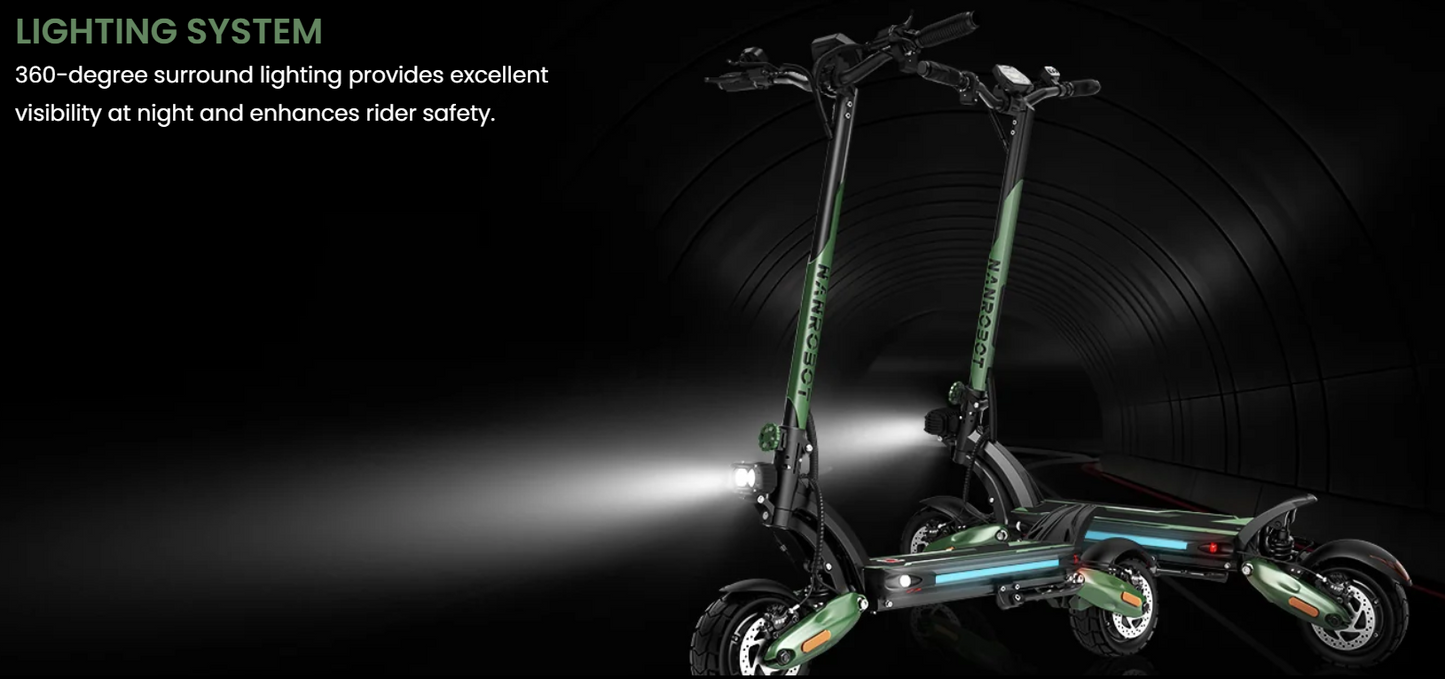 NANROBOT D6+ Max 45 MPH Dual Motor All-Terrain Electric Scooter | 3000W | 75 Mile Long Range Folding E-Scooter