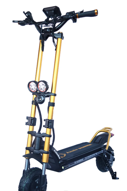 Kaabo Wolf Warrior X Plus 44 MPH Dual Motor Long Range Electric Scooter | 4032W Peak | 44 Mile Range | Dual Stem Folding E-Scooter